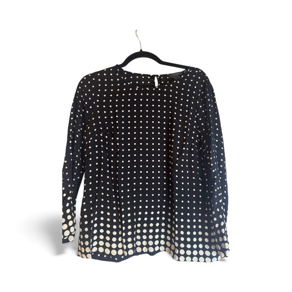 J. Crew Tops - J. Crew women’s  Black Blouse with Cream Dots size 10
